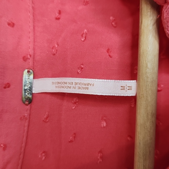 Free People Dark Dusty‎ Pink, Textured Button Up Swiss Dot Blouse Women Size m - Picture 4 of 6